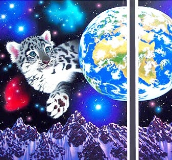 シム・シメールの絵画作品　タイトルは、マイブラザーズ・ヒマラヤン・ホーム :マイ・シスターズ・ヒマラヤン・ホーム